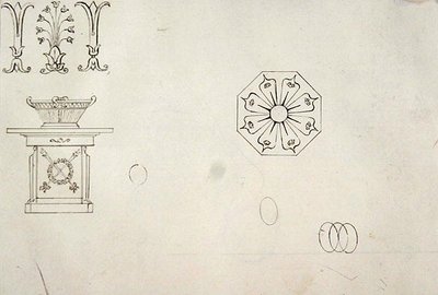 Design for moulded work decoration, from Twenty-one pen drawings of Decorative Details in Antique Style by Thomas Hope